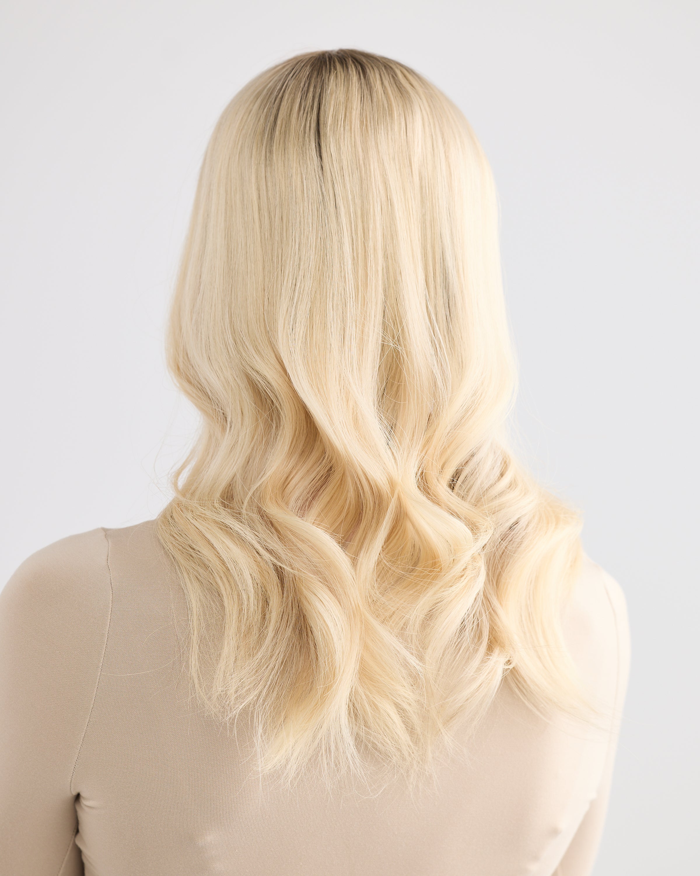 ICY ROOTED BLONDE // LACE TOPPER // 18 INCHES // 7x7 CAP