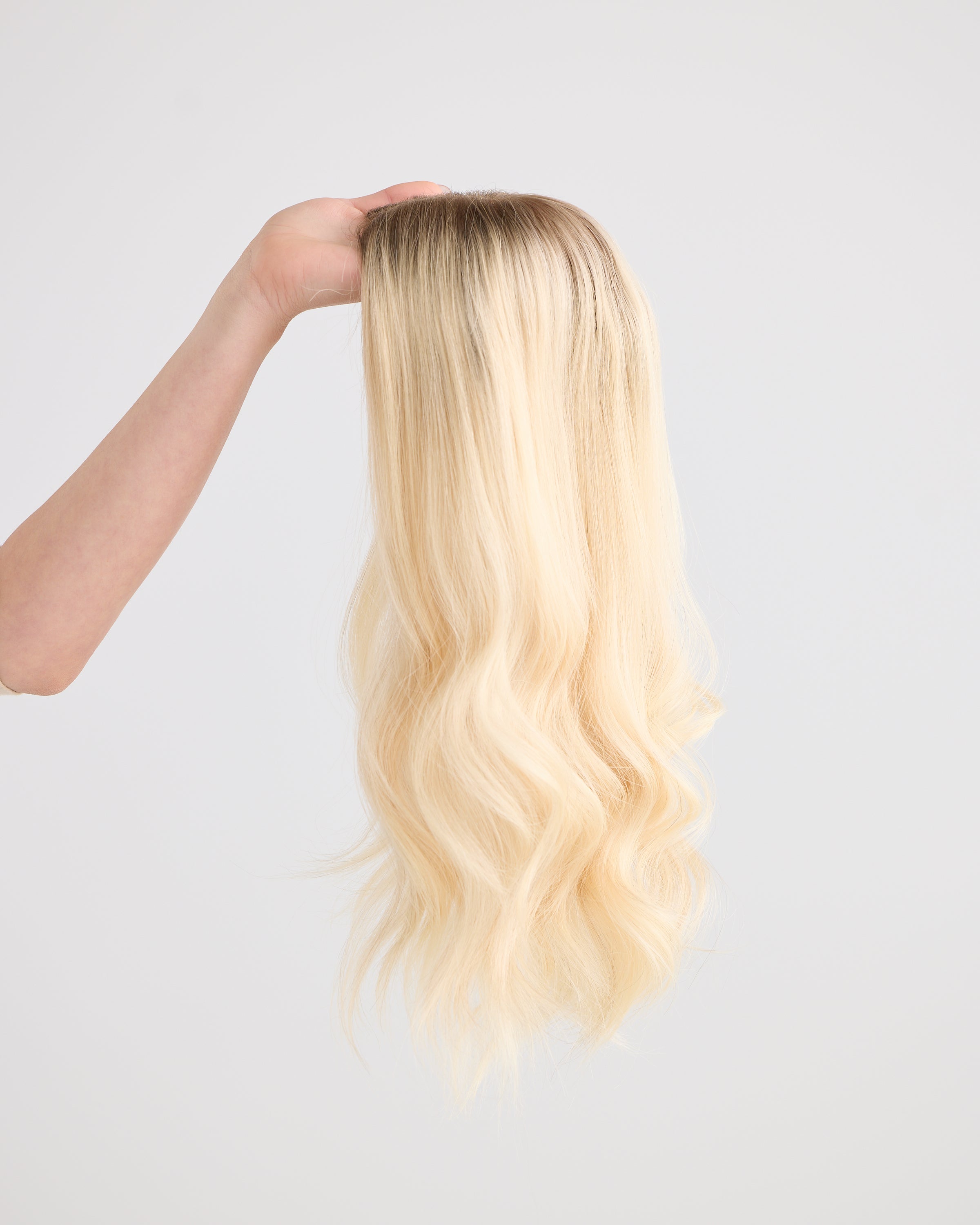 ICY ROOTED BLONDE // LACE TOPPER // 18 INCHES // 7x7 CAP