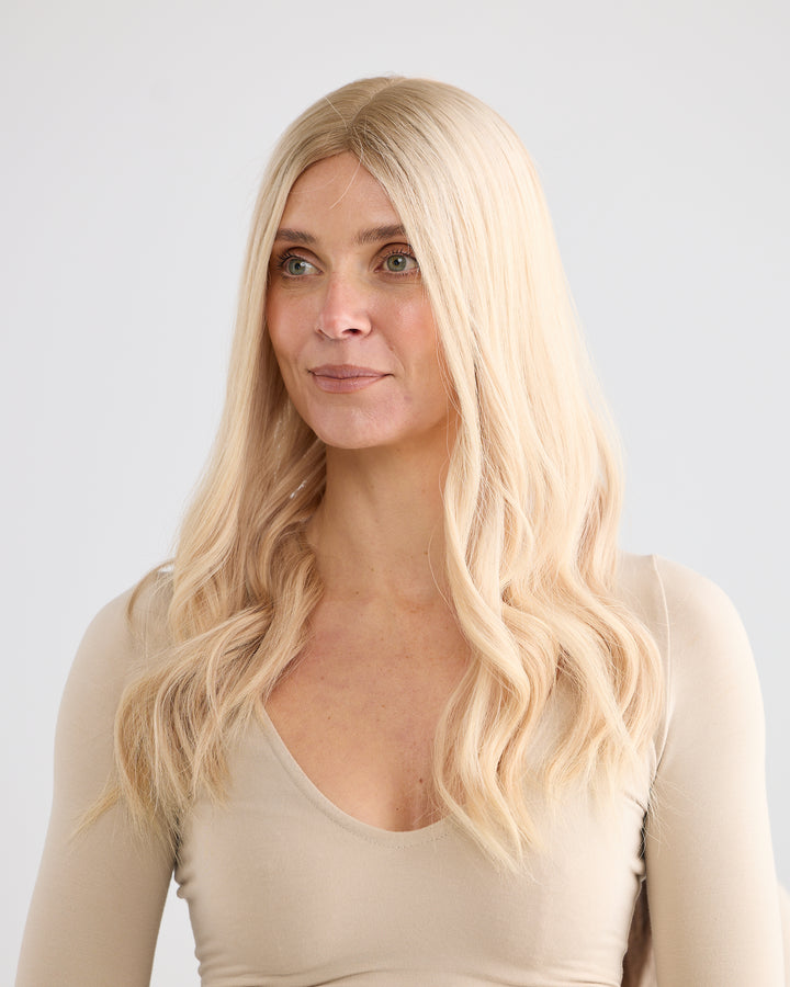 BARELY BLONDE // LACE TOPPER // 20 INCHES // 7x7 CAP