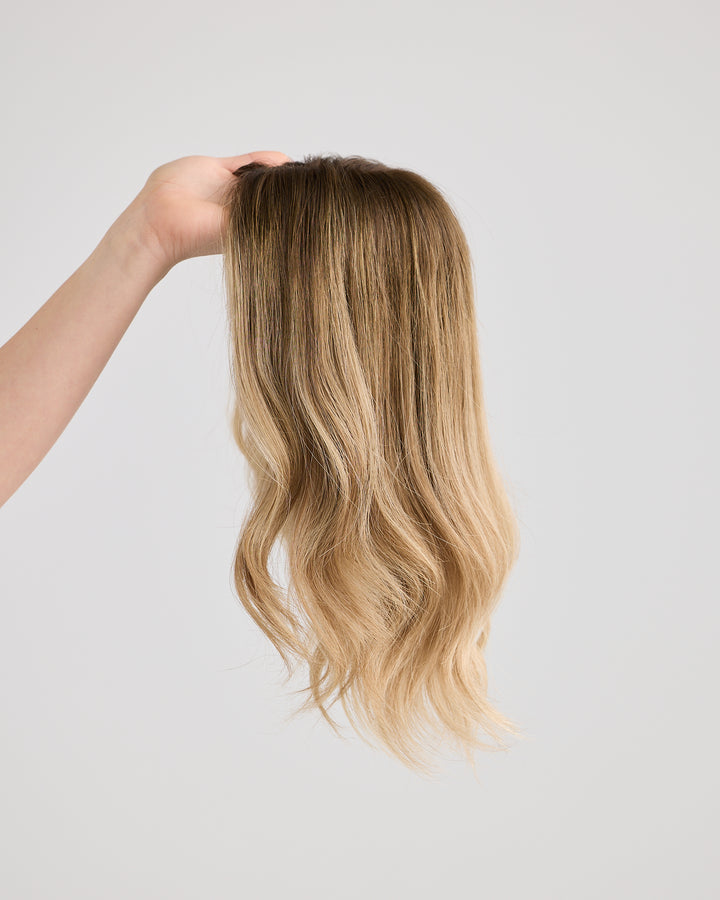 WARM BLONDE BALAYAGE // LACE TOPPER // 14 INCHES // 8x8 CAP