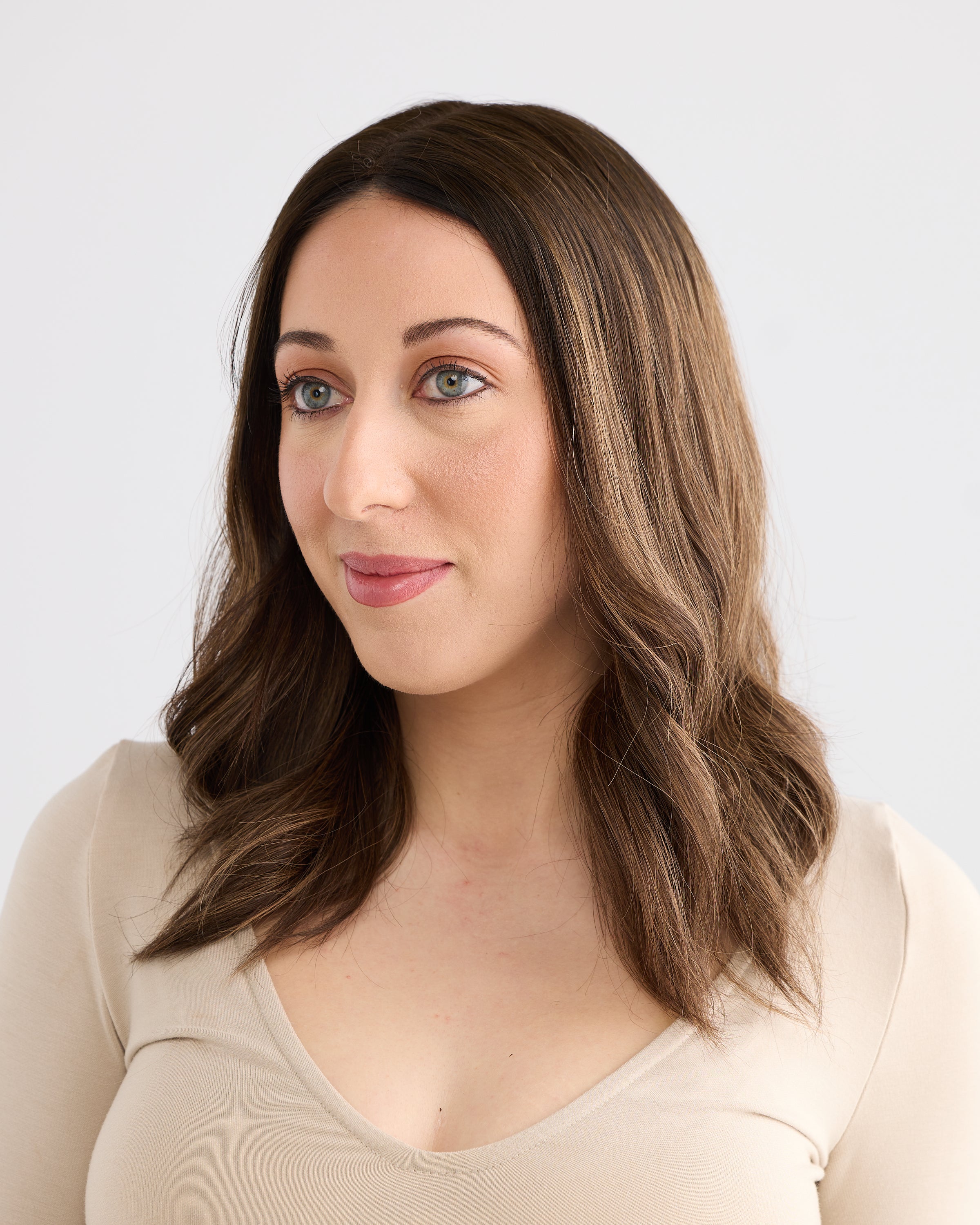 DARK HIGHLIGHTED BRUNETTE // LACE TOPPER // 18 INCHES // 8x8 CAP