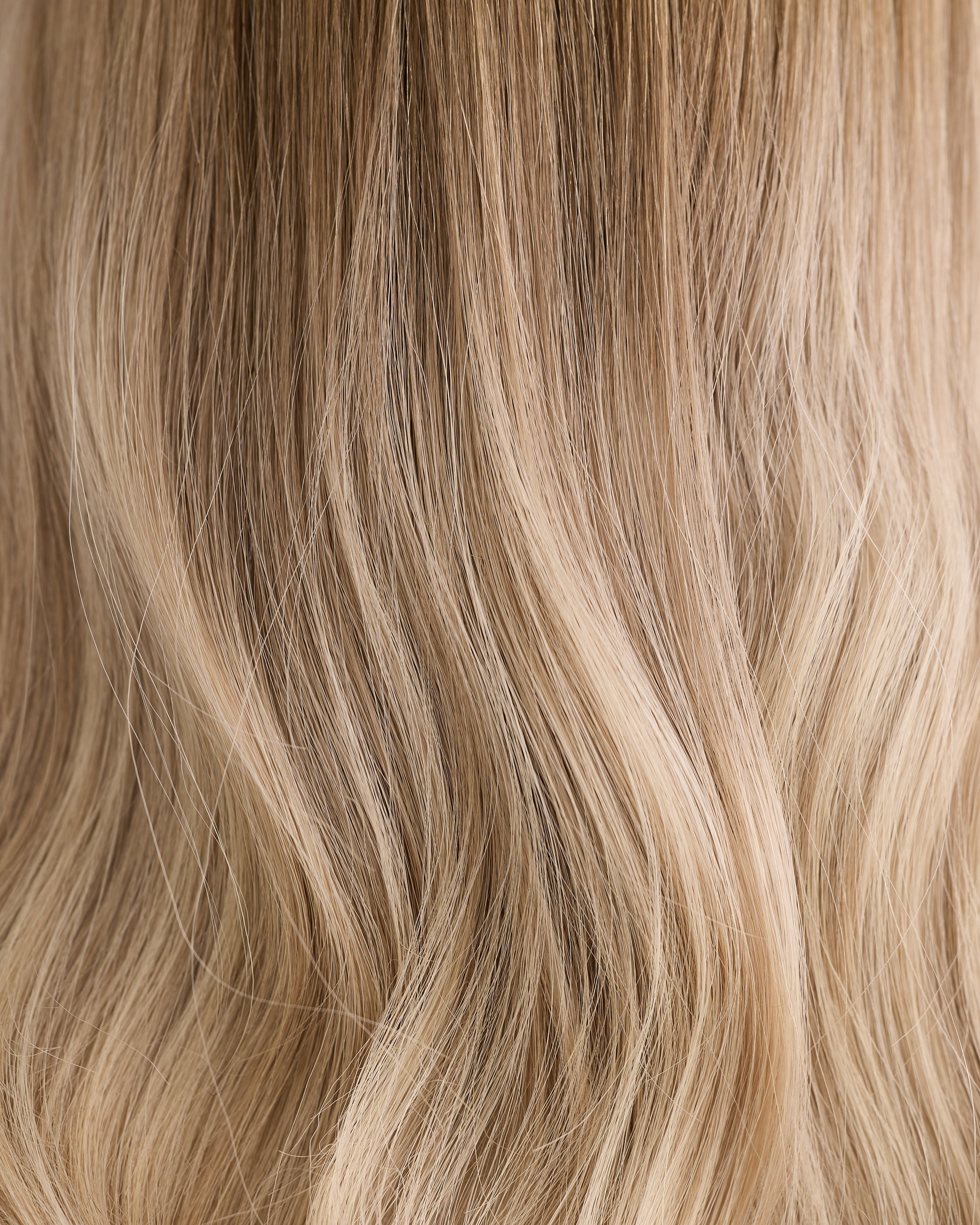 ROOTED BALAYAGE BLONDE // TOPPER // 18 INCHES // 8x8 CAP