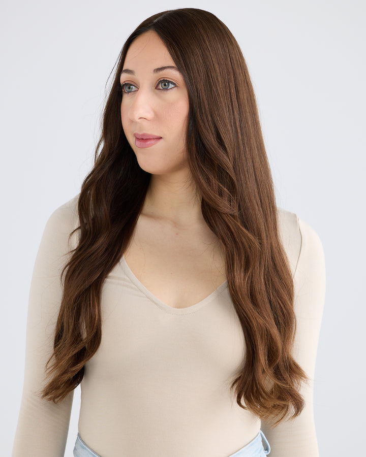 NATURAL DEEP BRUNETTE // TOPPER // 24 INCHES // 8x8 CAP
