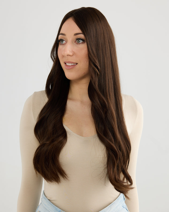 NATURAL DEEP BRUNETTE // TOPPER // 26 INCHES // 8x8 CAP