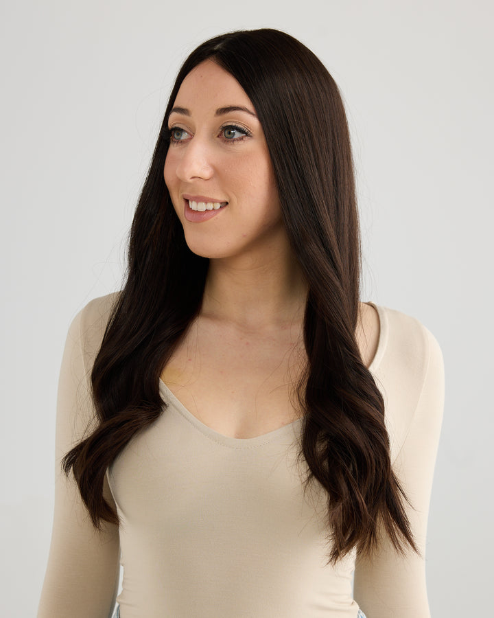 NATURAL DARKEST BRUNETTE // TOPPER // 22 INCHES // 8x8 CAP