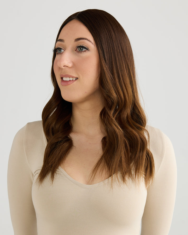 DARK GOLDEN BRUNETTE // TOPPER // 18 INCHES // 8x8 CAP