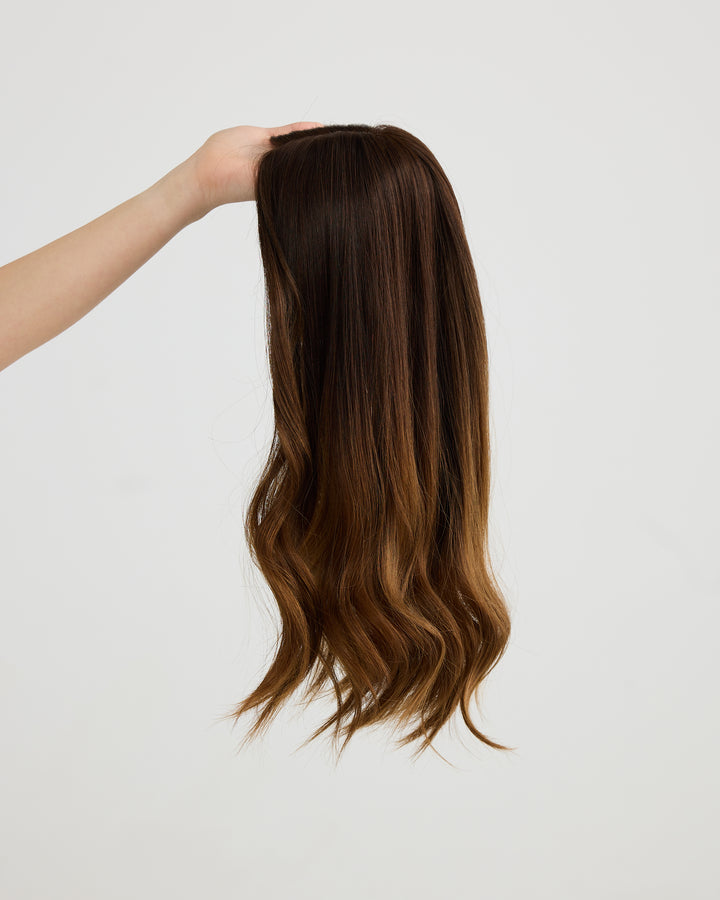 DARK GOLDEN BRUNETTE // TOPPER // 18 INCHES // 8x8 CAP