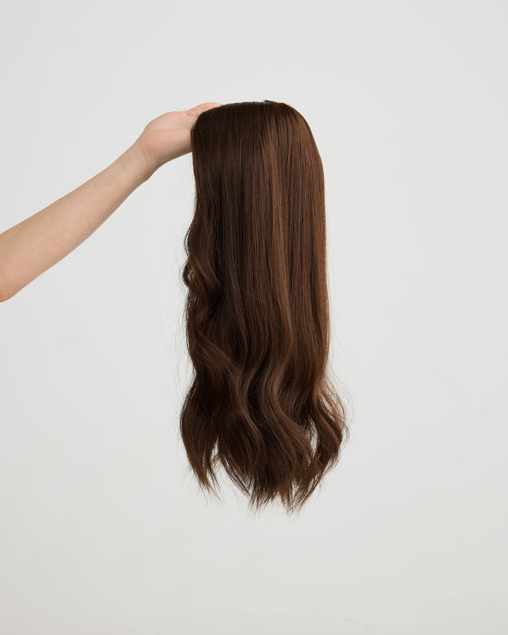 NATURAL RICH BRUNETTE // TOPPER // 18 INCHES // 7x7 CAP