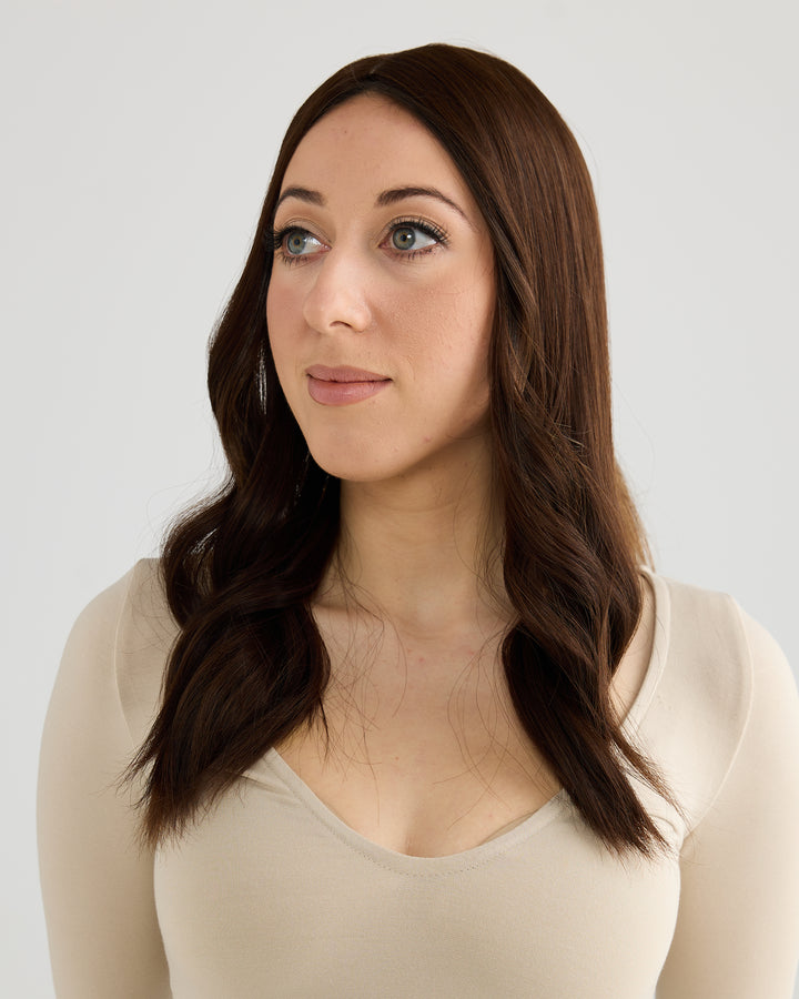 NATURAL RICH BRUNETTE // TOPPER // 18 INCHES // 7x7 CAP