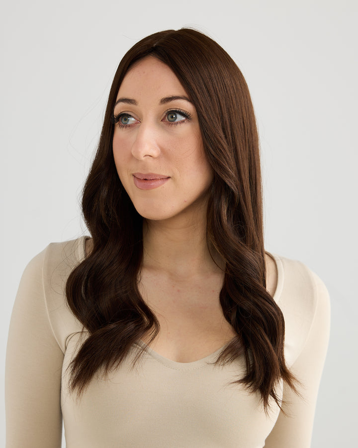 NATURAL RICH BRUNETTE // TOPPER // 20 INCHES // 8x8 CAP