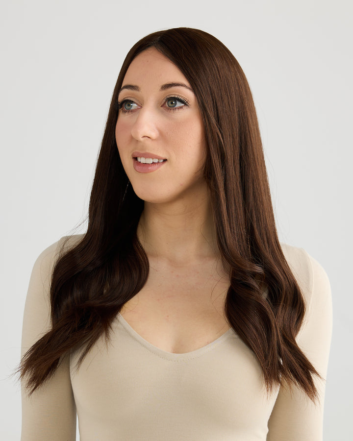 NATURAL RICH BRUNETTE // TOPPER // 22 INCHES // 8x8 CAP