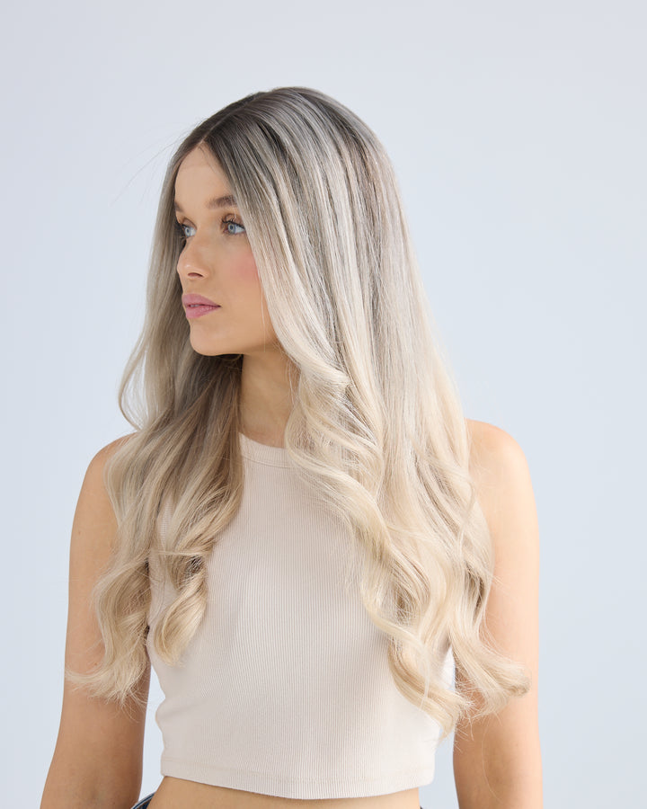 ASH BLONDE BALAYAGE // LUXE WIG // 24 INCHES // S CAP