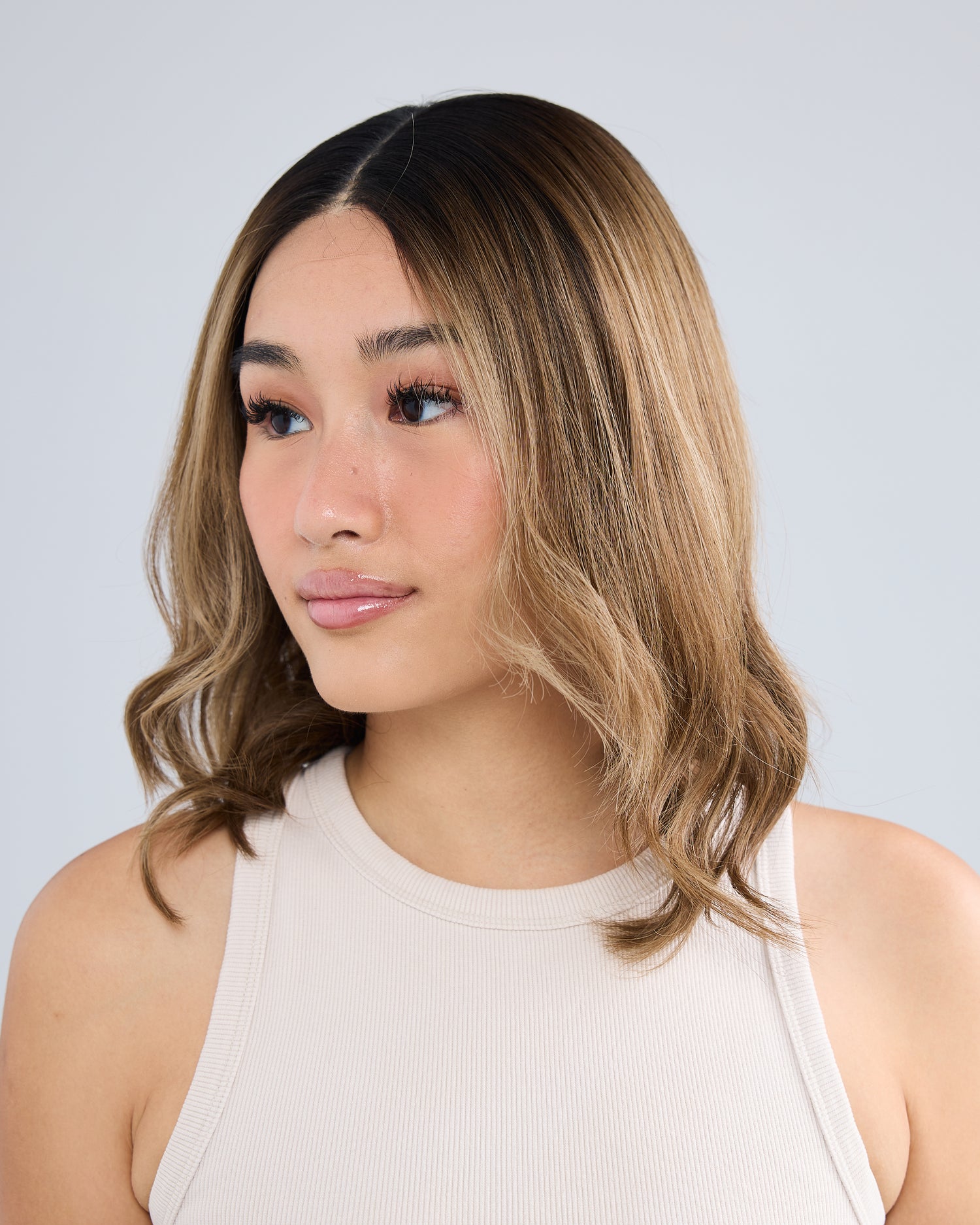 DIMENSIONAL BALAYAGE BRUNETTE // LUXE WIG // 16 INCHES // M CAP