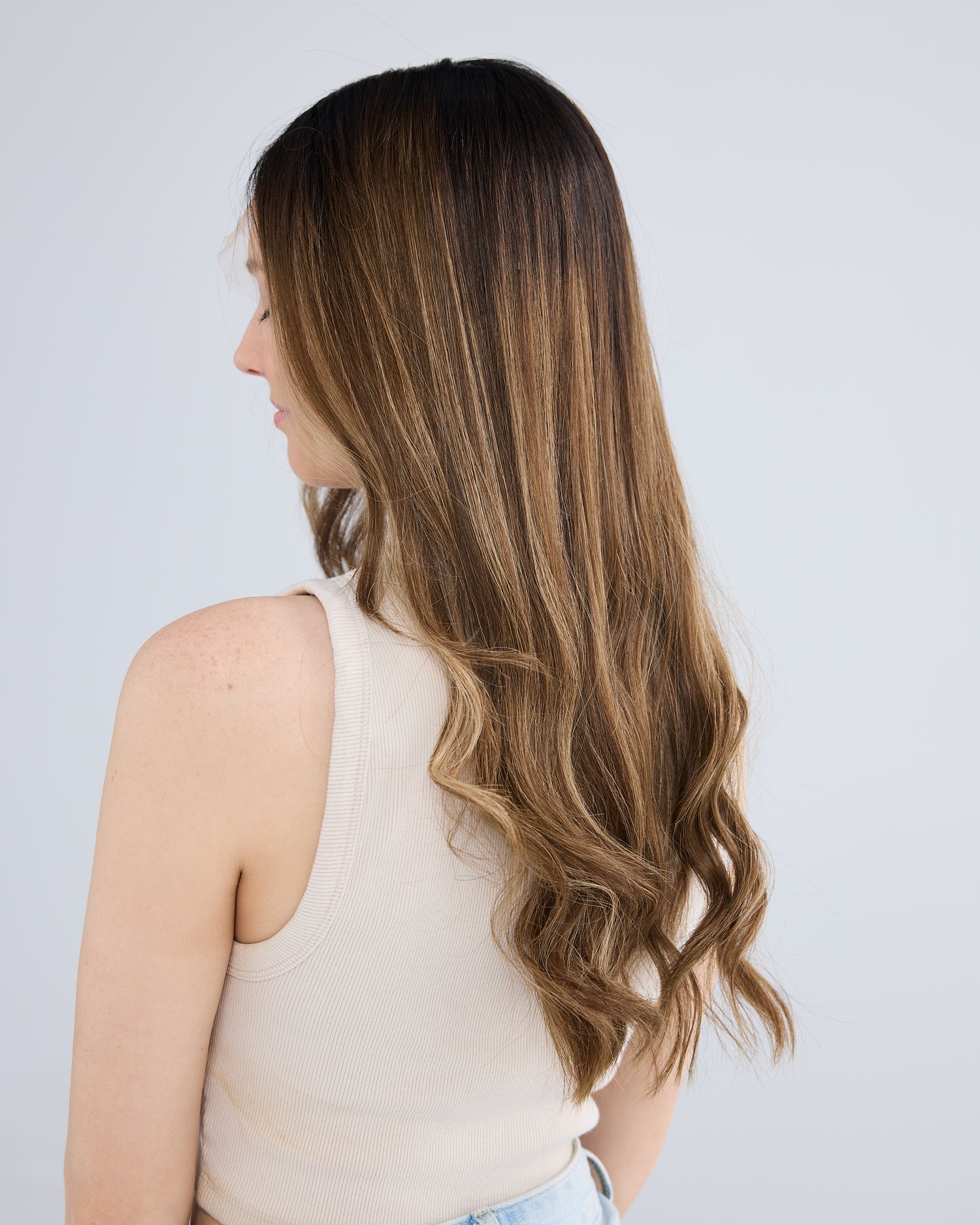 Warm Brunette Balayage // Luxe Wig // 22 inches // S Cap