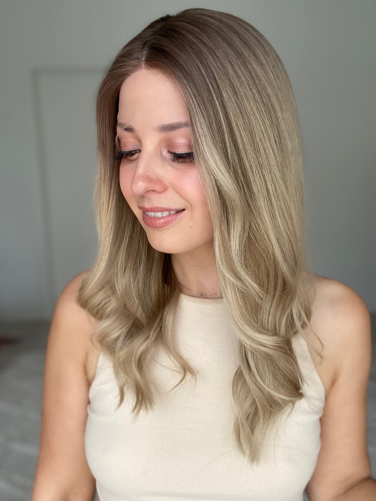 Creamy Blonde With Roots // Lace-Front Essentials Wig // 20 Inches // M Cap