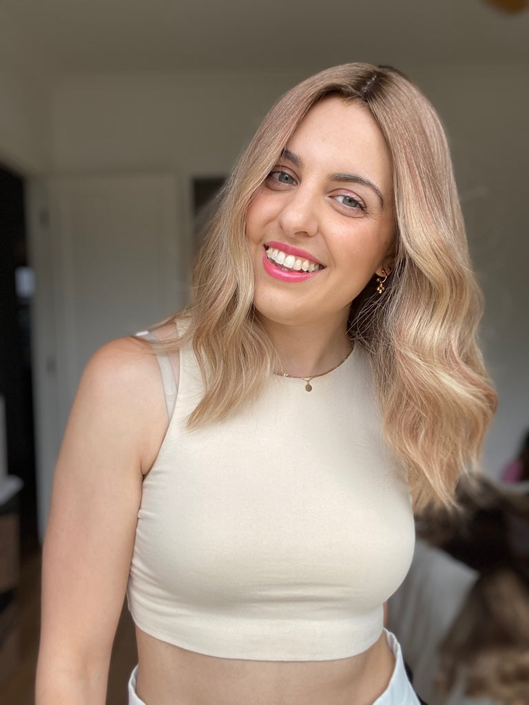Rosey Blonde Balayage // Essentials Wig // 15 inches // M Cap