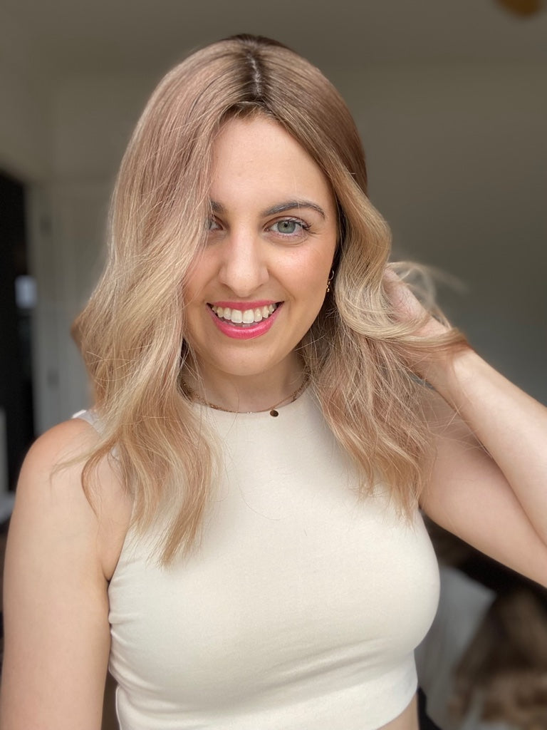 Rosey Blonde Balayage // Essentials Wig // 15 inches // M Cap
