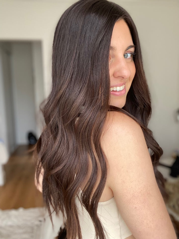 Balayage of Natural Darkest Brunette 8x8 22" Topper