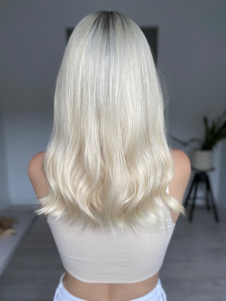 Rooted Platinum Blonde // Lace Topper // 10x10 // 18 Inches