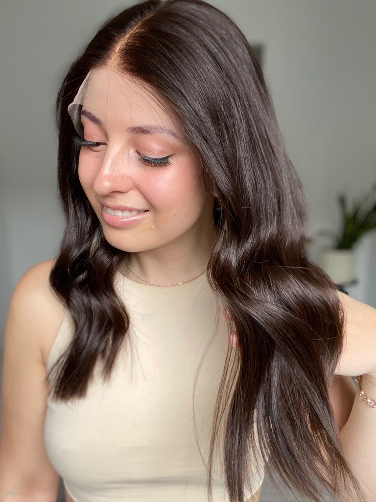 Natural Darkest Brunette // Lace Topper // 10x10 // 18 Inches