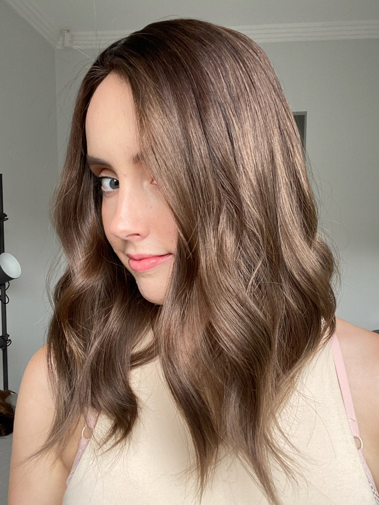 Ashy Brunette Balayage 8x8 18 Inches Topper